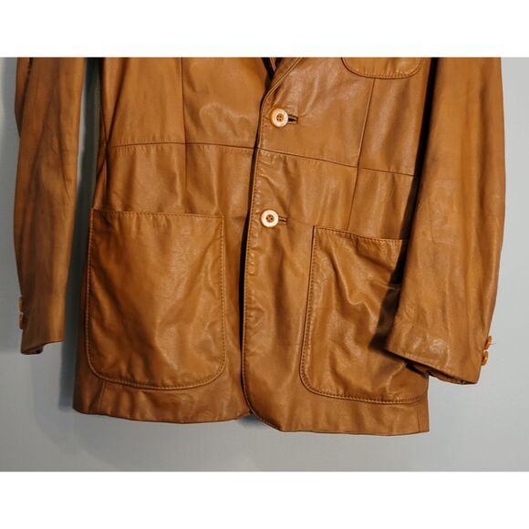 Vintage 70/80s Fantastic Intl Brown Leather Blazer Jacket Size 36 Korea RN46596 - Picture 8 of 15
